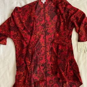 NWT LuLaRoe Red and Black Lindsay Kimono Large